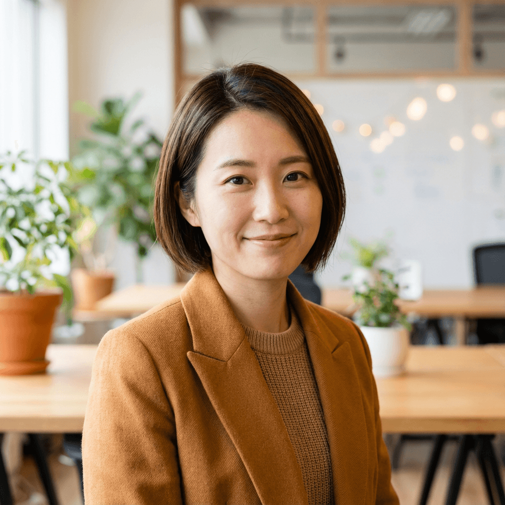 Morgan Lee at a bright desk with a laptop and notebook